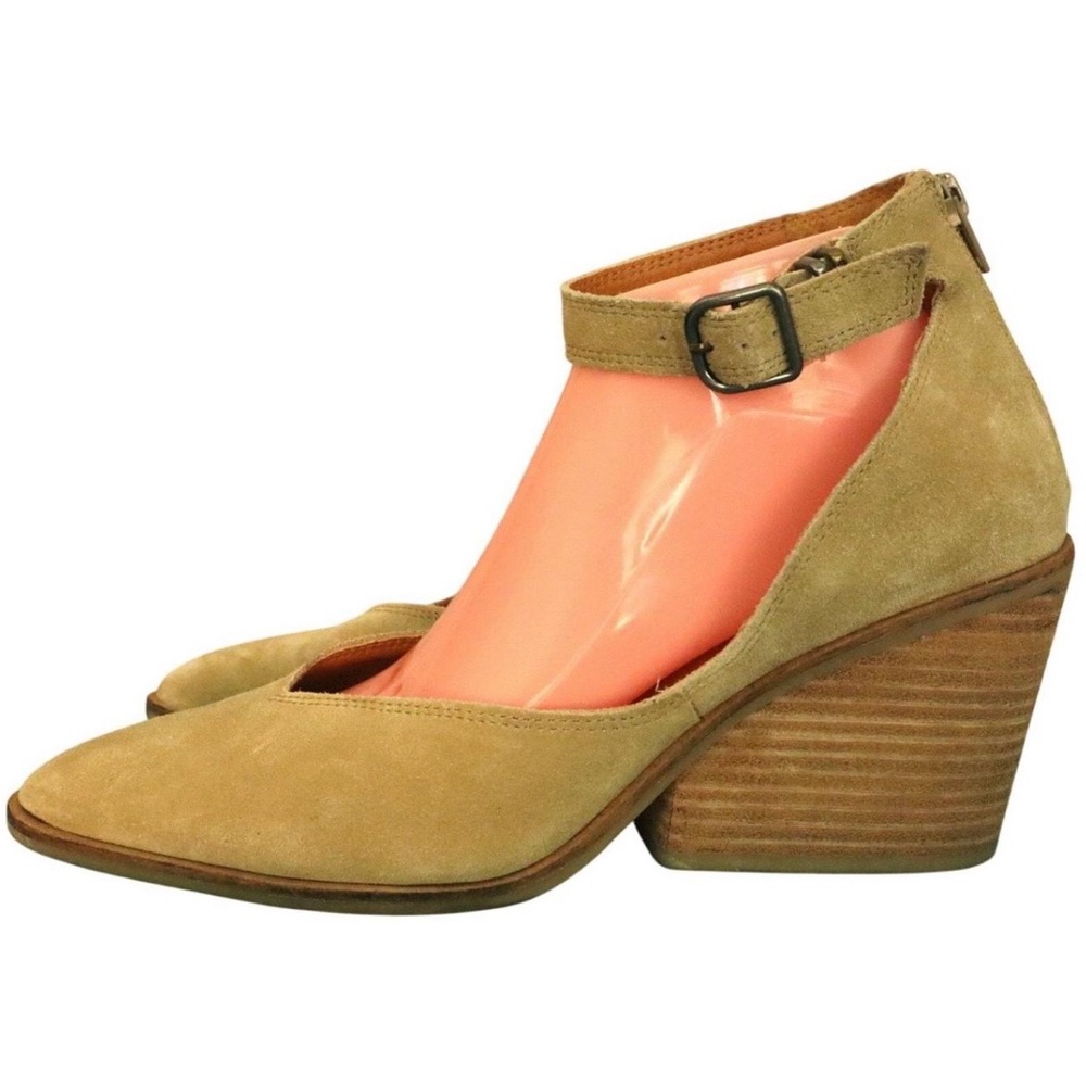 NWOT Lucky Brand Stephi Mary Jane Ankle tie Suede pump western chunky block 8.5